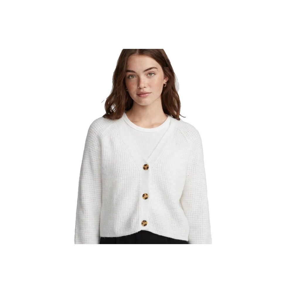 Hippie Rose NWT Medium White Waffle Knit Button Front Cardigan Soft Cozy Layerin